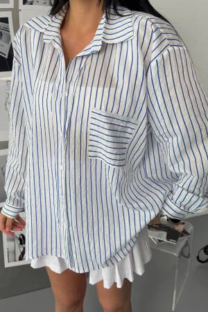 Silvery Striped Voile Shirt - Ello - Globality Store - Women Clothes Wholesale Turkey