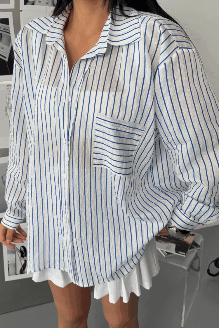 Silvery Striped Voile Shirt