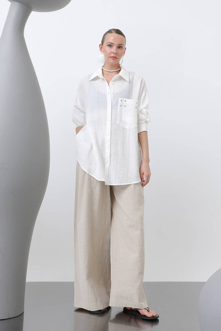 Women's Eyelet Detailed Shirt - SOUL - Globality Store - Women Clothes Wholesale Turkey