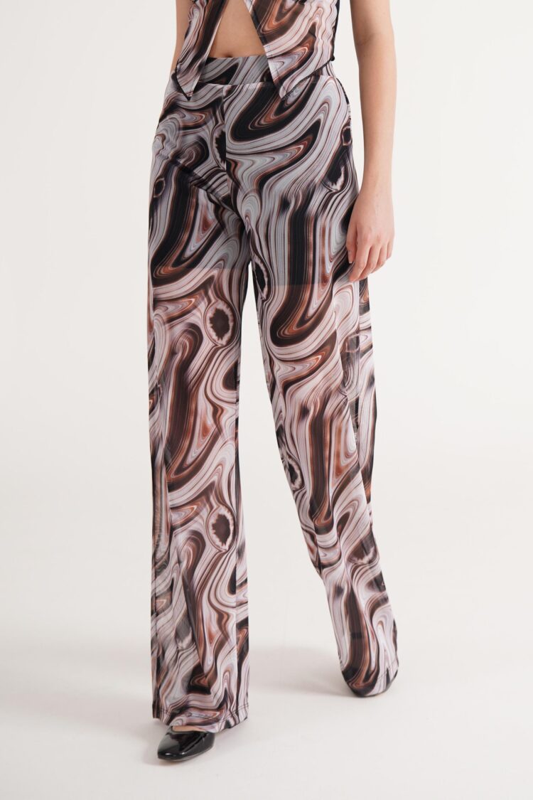 Wholesale Brown Shorts Lined Pants With Patterned Tulle