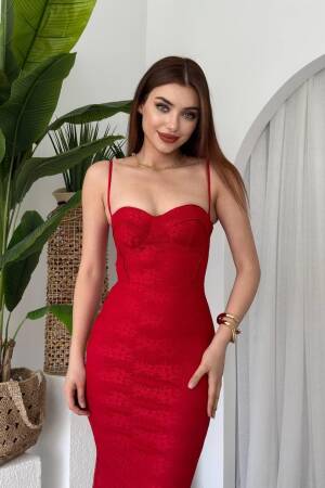 Patterned Rope Strap Dress - Etika - Globality Store - Women Clothes Wholesale Turkey