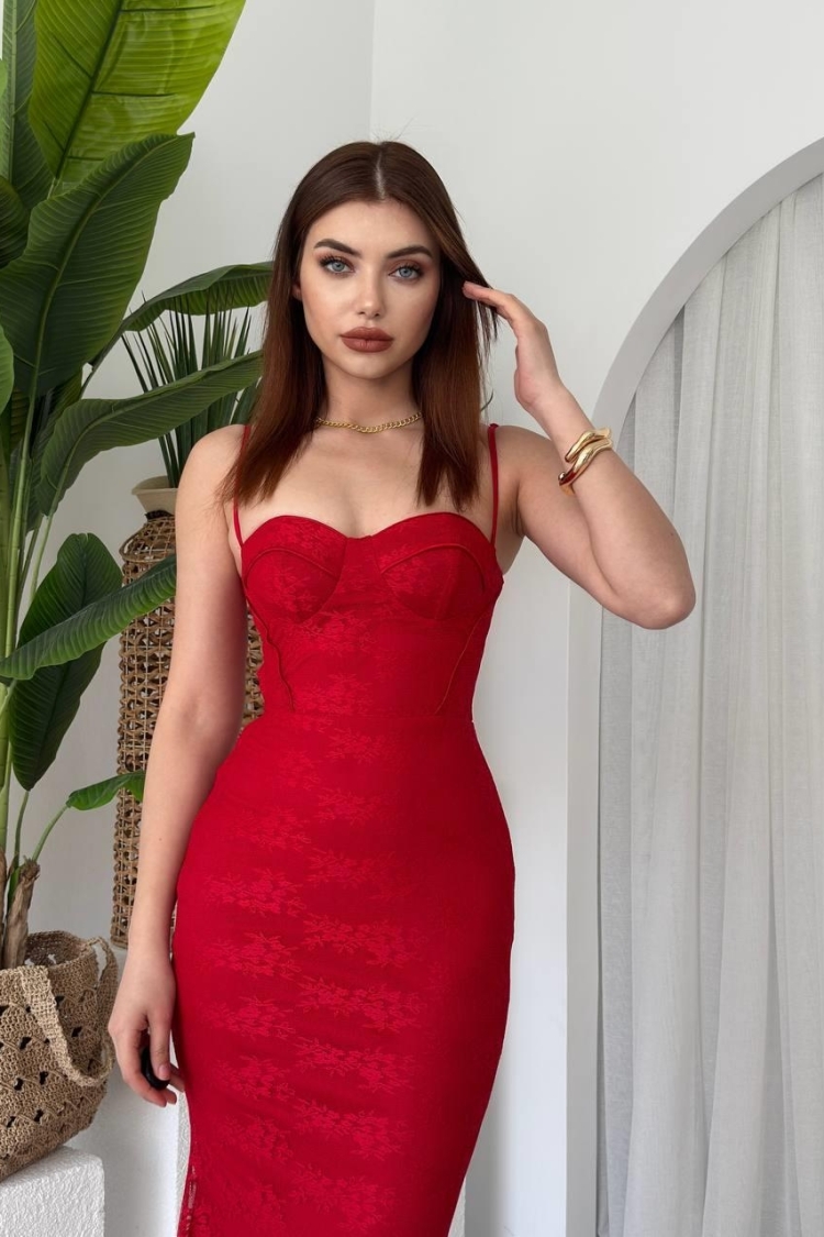 Patterned Rope Strap Dress - Etika - Globality Store - Women Clothes Wholesale Turkey
