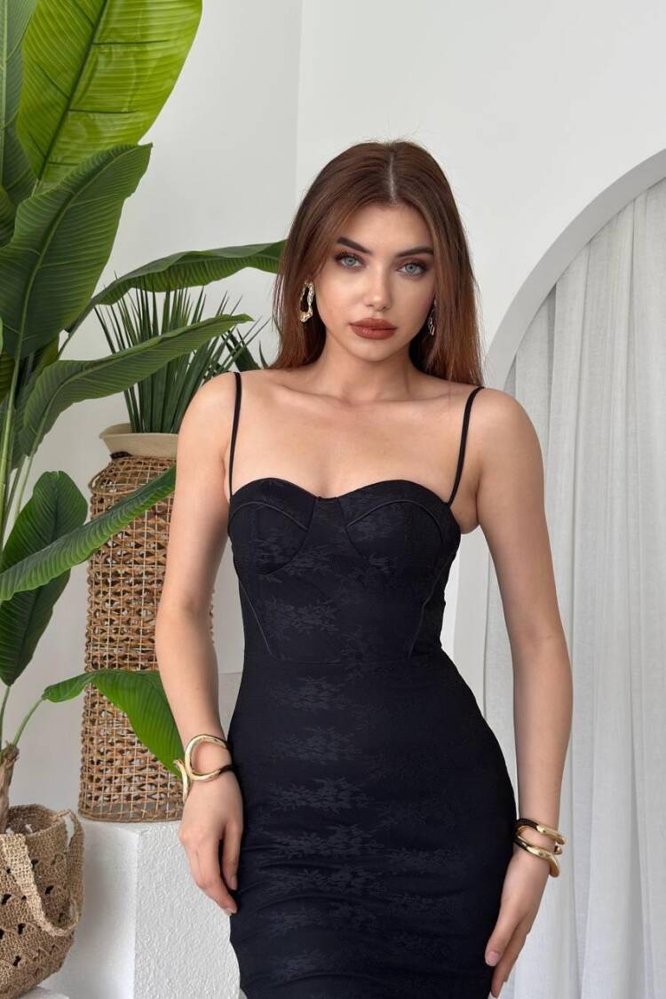 Patterned Rope Strap Dress - Etika - Globality Store - Women Clothes Wholesale Turkey