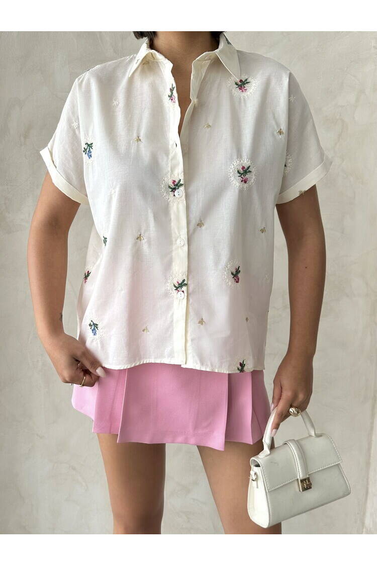 Embroidered Shirt - Stone