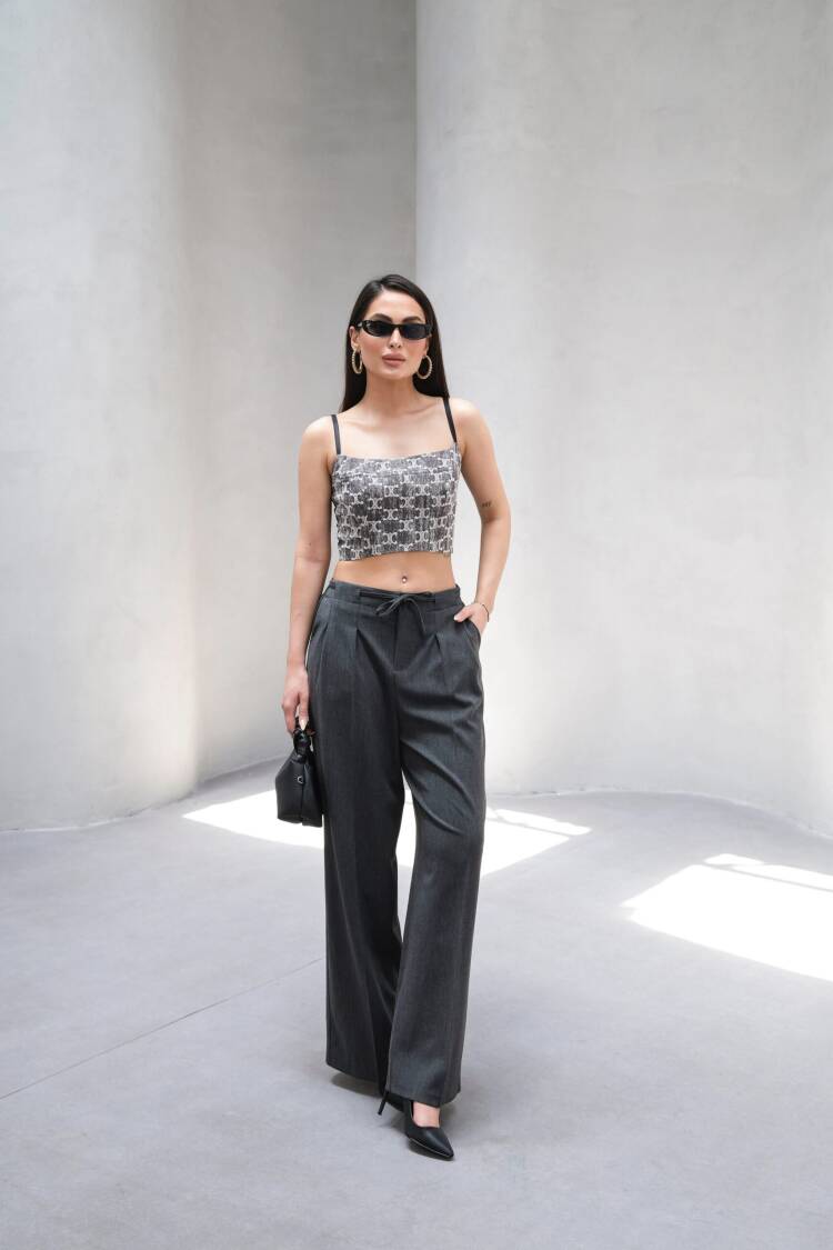 Wide Leg Pants With Elastic Waist And Lace - Ouz Fashion - Globality Store - Women Clothes Wholesale Turkey
