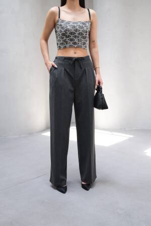 Wide Leg Pants With Elastic Waist And Lace - Ouz Fashion - Globality Store - Women Clothes Wholesale Turkey