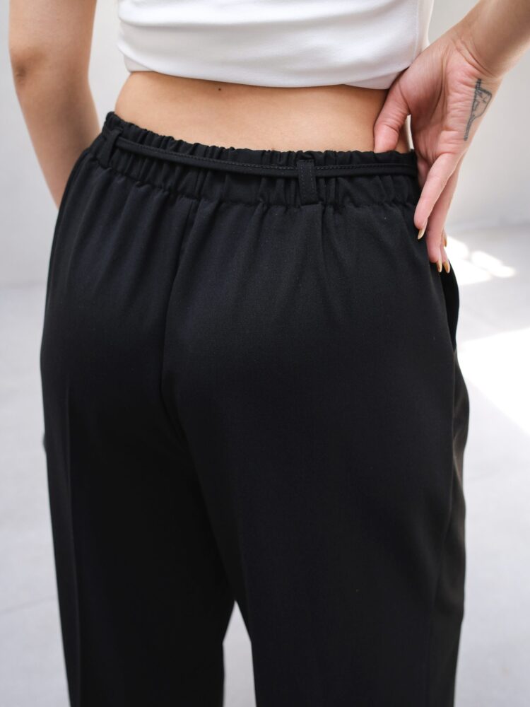 Wide Leg Pants With Elastic Waist And Lace
