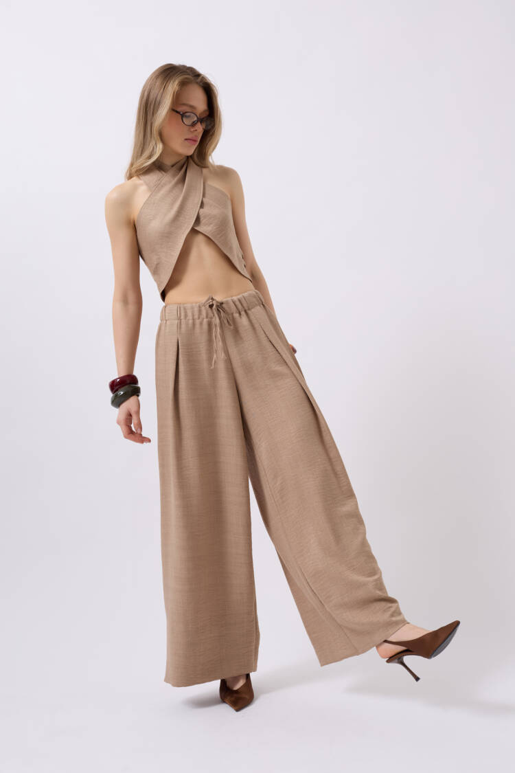 Cross Tie Linen Crop