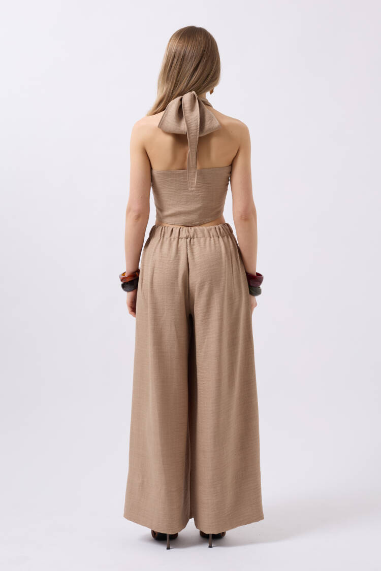Cross Tie Linen Crop