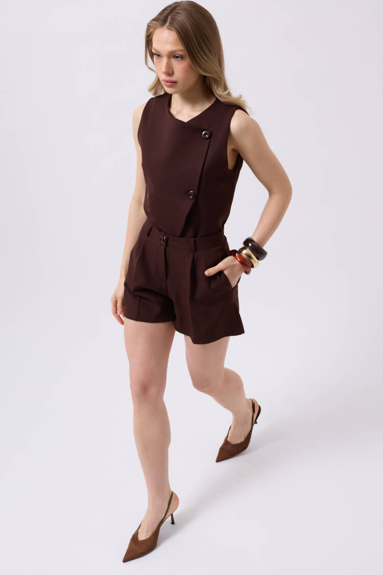 Pleated High Waist Shorts - Black Fashion - Globality Store - Women Clothes Wholesale Turkey