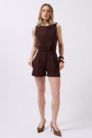 Pleated High Waist Shorts - Black Fashion - Globality Store - Women Clothes Wholesale Turkey