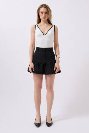 Ruffle Detail Mini Skirt - Black Fashion - Globality Store - Women Clothes Wholesale Turkey