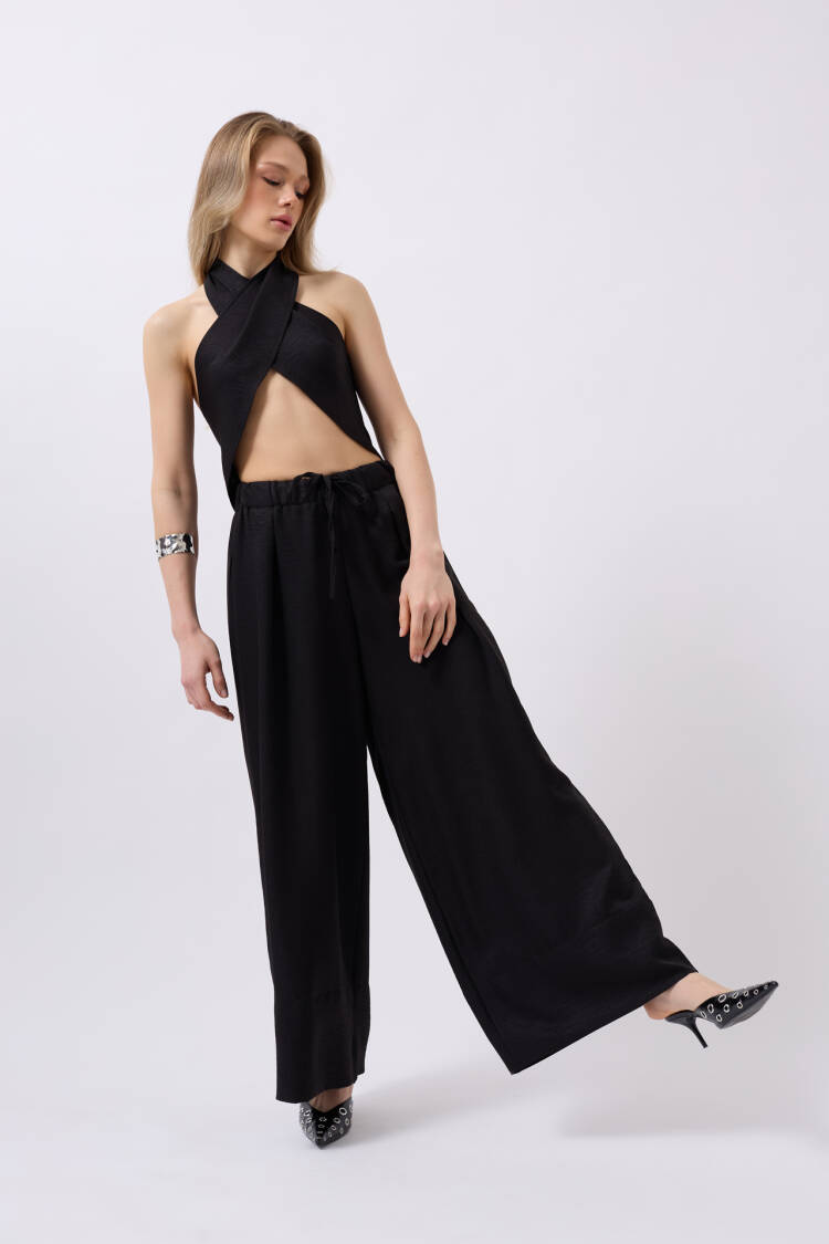Cross Tie Linen Crop