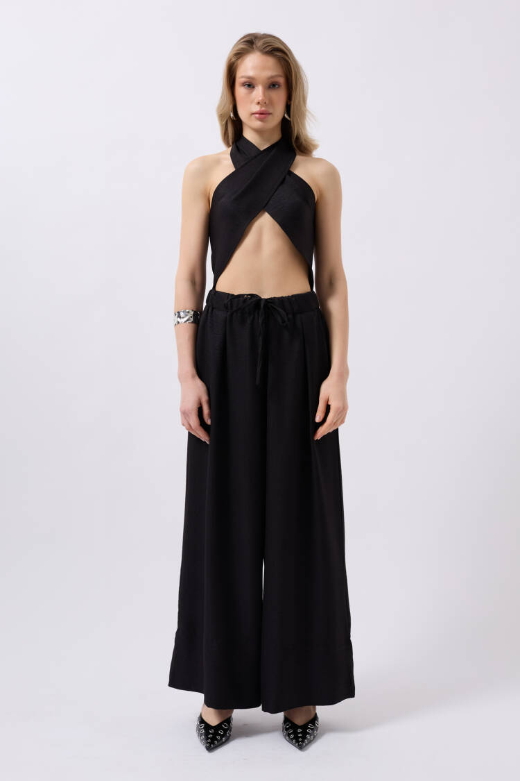 Cross Tie Linen Crop