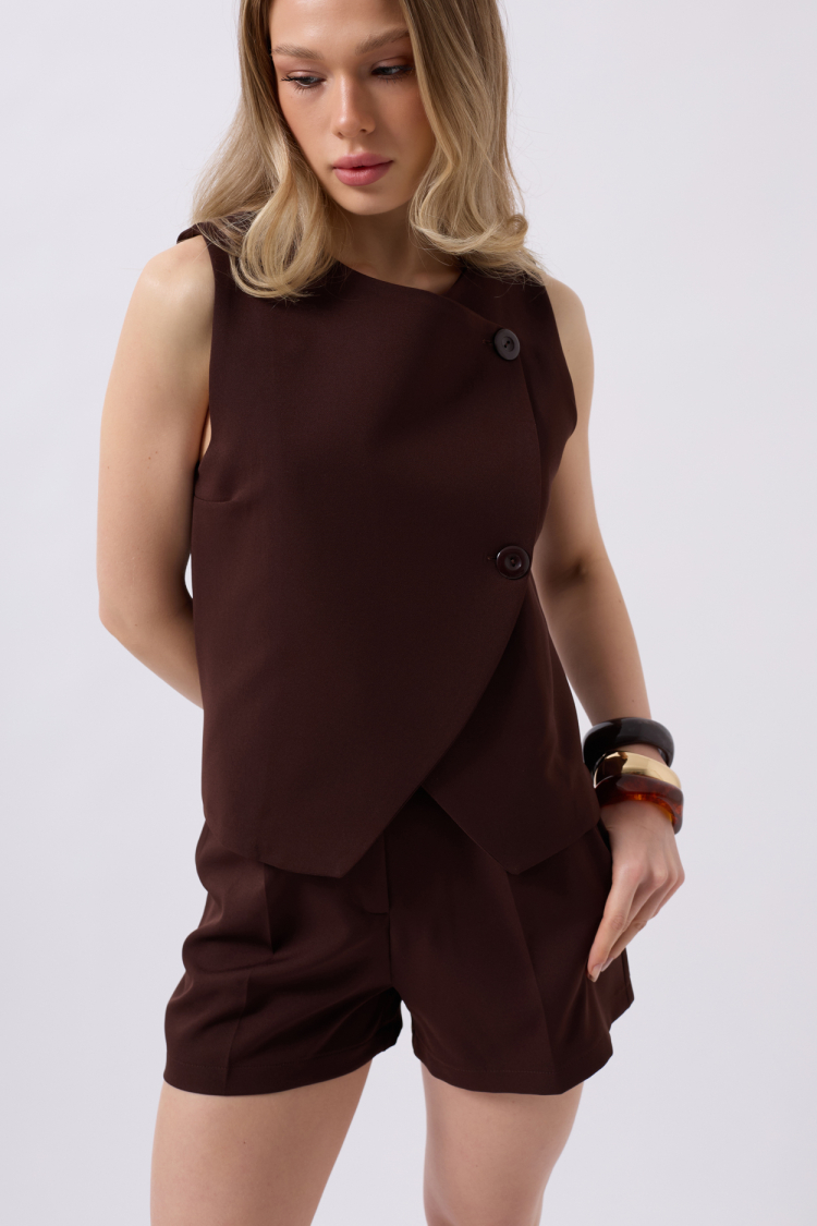 Woven Vest With Side Buttons