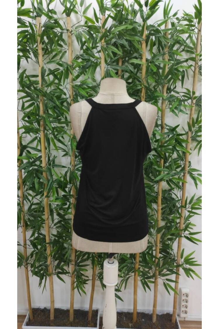 Women's Off Shoulder Raglan Sleeve Round Neck Viscose Blouse - Black