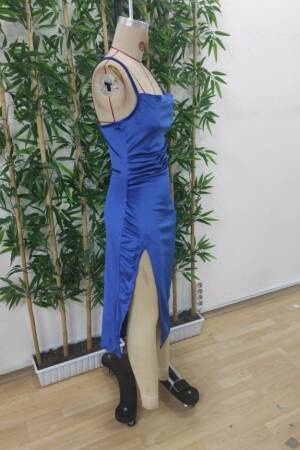Women's Slit Velvet Midi Dress With Straps - Saks - Janes - Globality Store - Women Clothes Wholesale Turkey