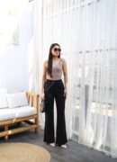 Linen Pants With Elastic Waist And Lace - Ouz Fashion - Globality Store - Women Clothes Wholesale Turkey