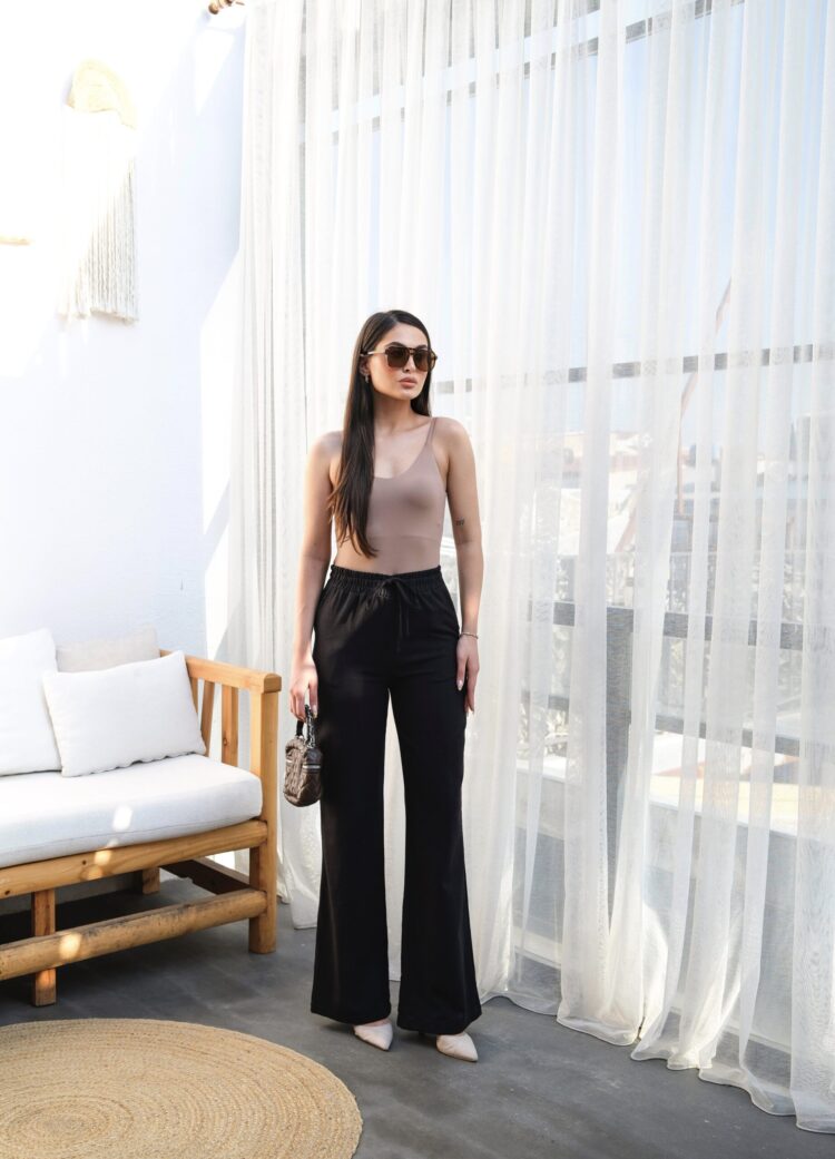 Linen Pants With Elastic Waist And Lace - Ouz Fashion - Globality Store - Women Clothes Wholesale Turkey