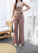 Linen Pants With Elastic Waist And Lace - Ouz Fashion - Globality Store - Women Clothes Wholesale Turkey