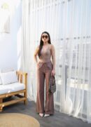 Linen Pants With Elastic Waist And Lace - Ouz Fashion - Globality Store - Women Clothes Wholesale Turkey
