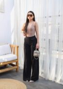 Linen Button Detailed Draped Palazzo Pants - Ouz Fashion - Globality Store - Women Clothes Wholesale Turkey