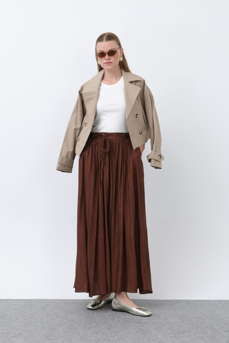 Women's Belt Detailed Pleated Skirt - Puane - Globality Store - Women Clothes Wholesale Turkey