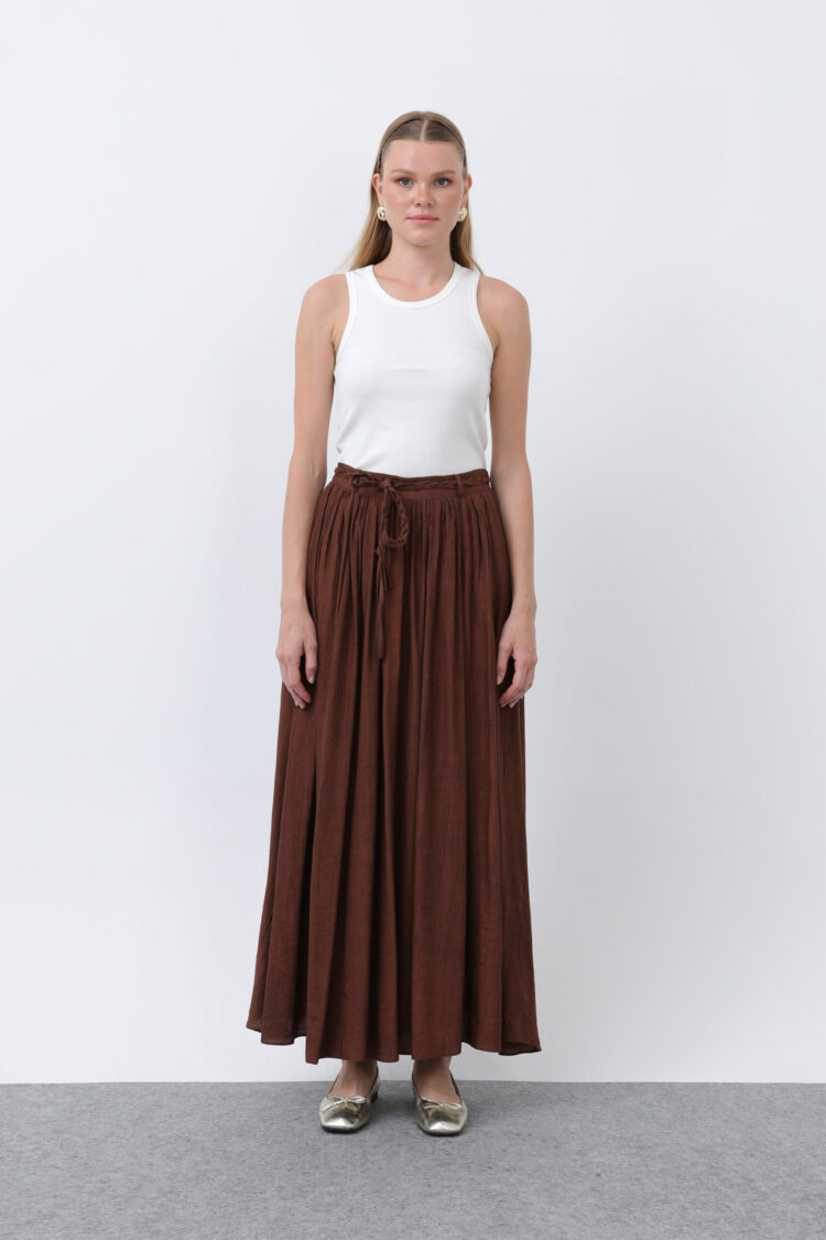 Women's Belt Detailed Pleated Skirt