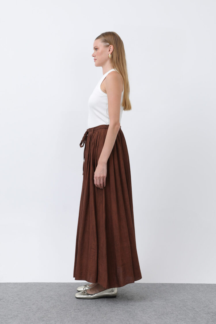 Women's Belt Detailed Pleated Skirt
