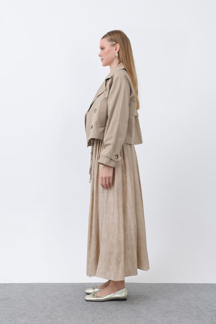 Women's Belt Detailed Pleated Skirt
