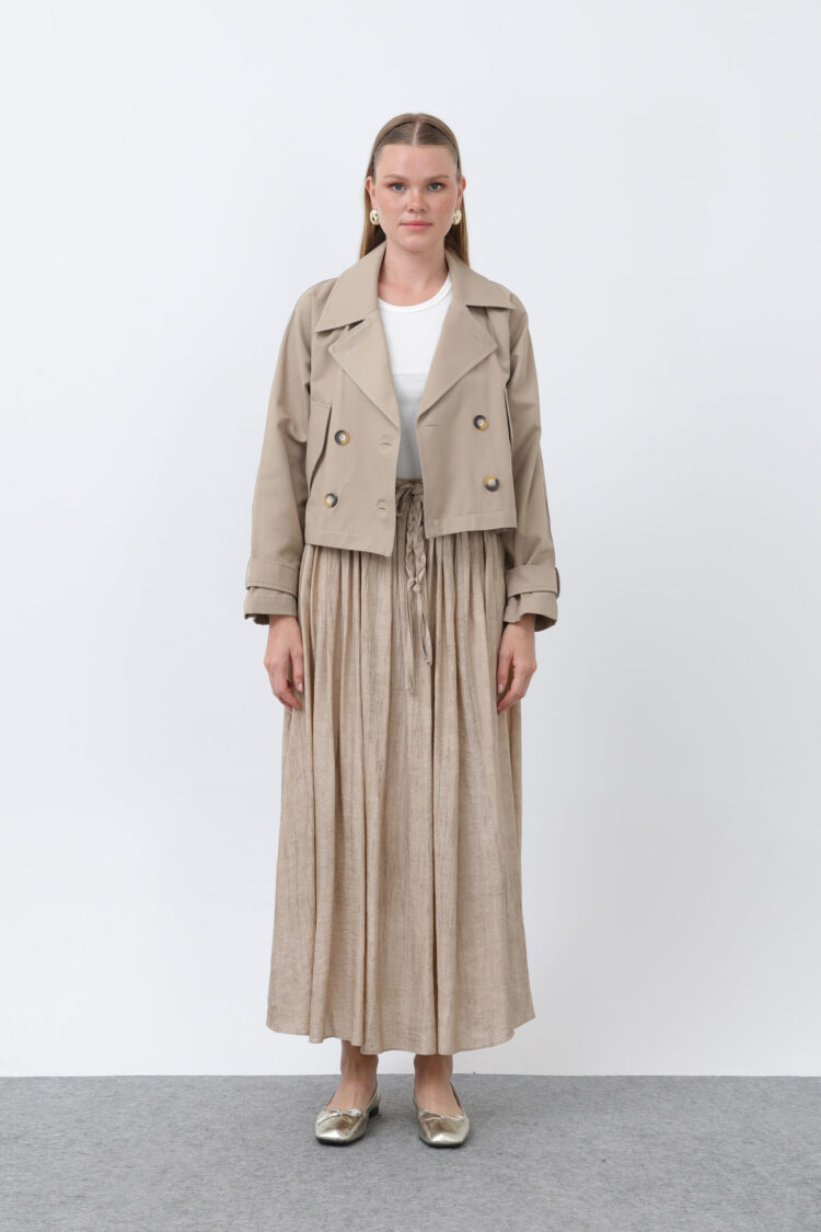 Women's Belt Detailed Pleated Skirt