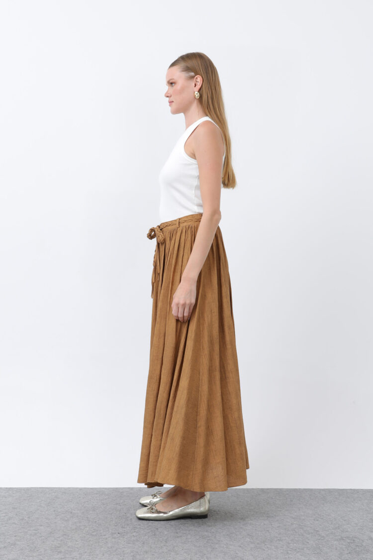 Women's Belt Detailed Pleated Skirt