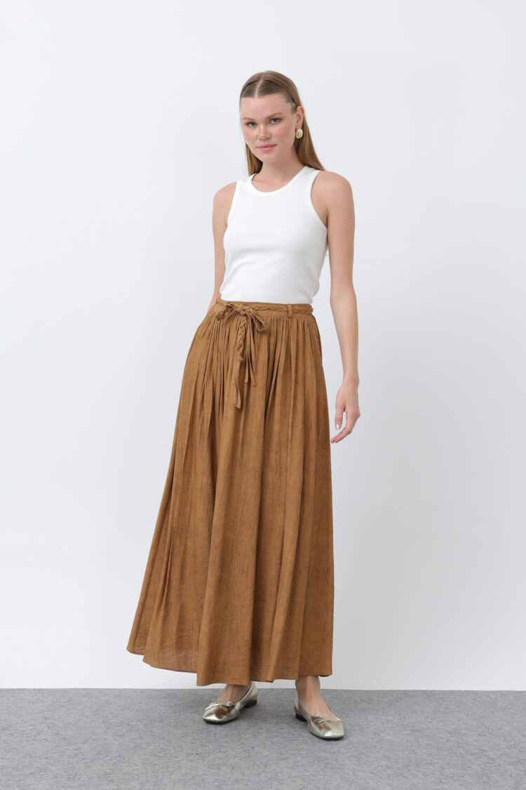 Women's Belt Detailed Pleated Skirt - Puane - Globality Store - Women Clothes Wholesale Turkey