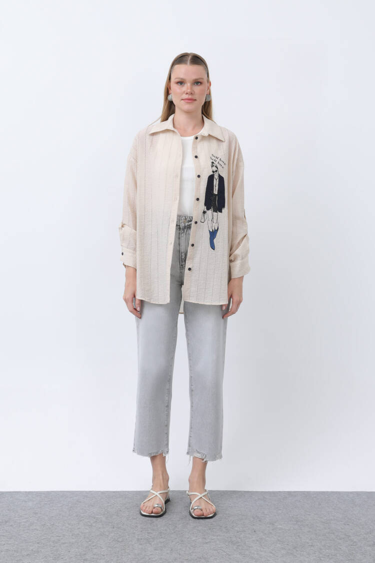 Women Girl Embroidered Shirt