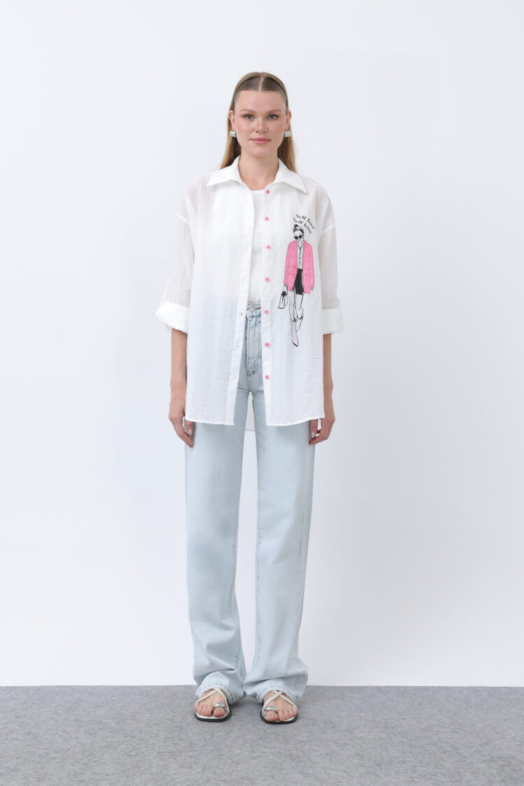 Women Girl Embroidered Shirt
