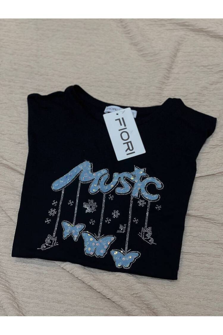 Letter Printed Tshirt - Fiori - Globality Store - Women Clothes Wholesale Turkey