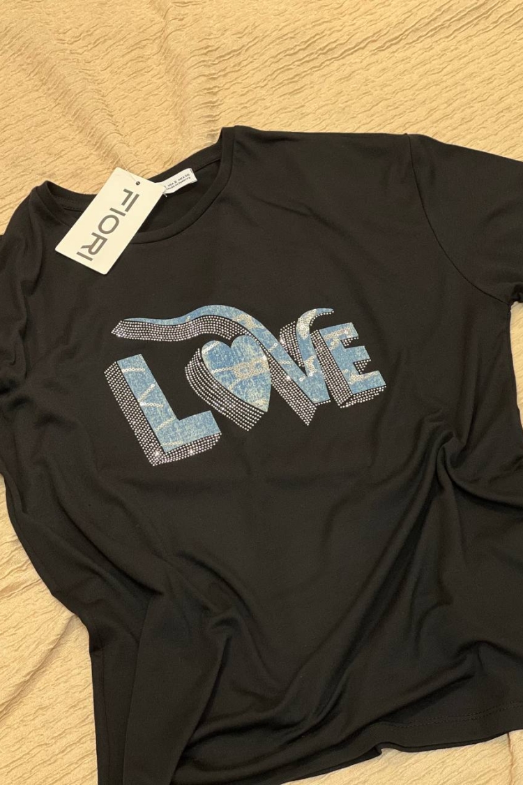 Letter Printed Tshirt - Fiori - Globality Store - Women Clothes Wholesale Turkey