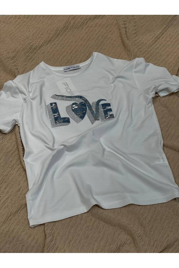 Letter Printed Tshirt - Fiori - Globality Store - Women Clothes Wholesale Turkey