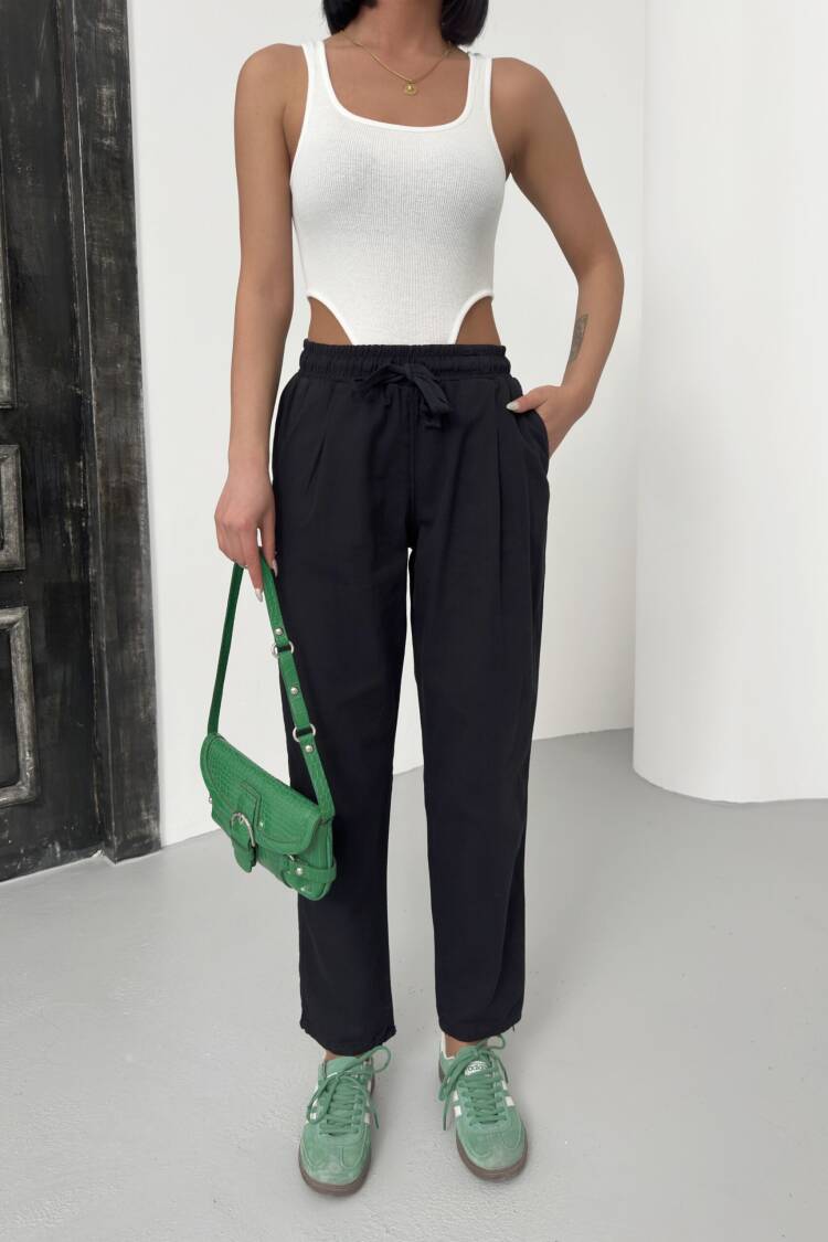 Drawstring Carrot Leg Pants