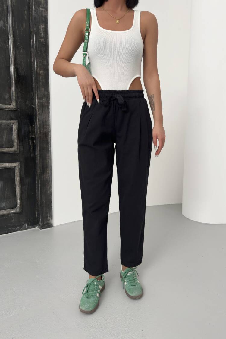 Drawstring Carrot Leg Pants