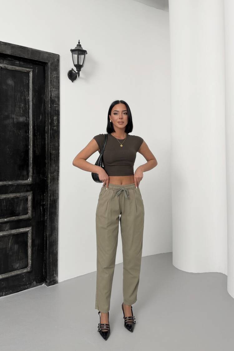 Drawstring Carrot Leg Pants