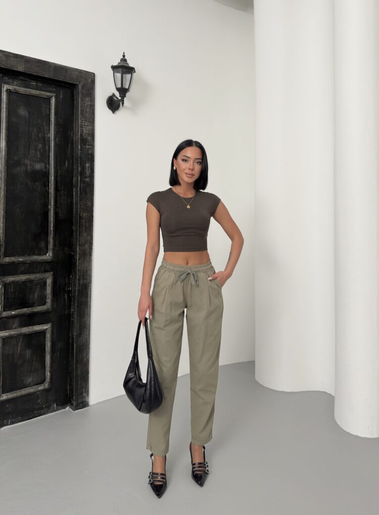 Drawstring Carrot Leg Pants