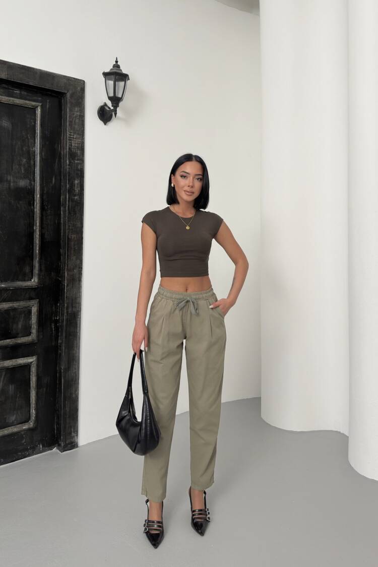 Drawstring Carrot Leg Pants