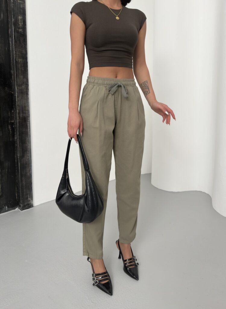 Drawstring Carrot Leg Pants - My Fashion - Globality Store - Women Clothes Wholesale Turkey
