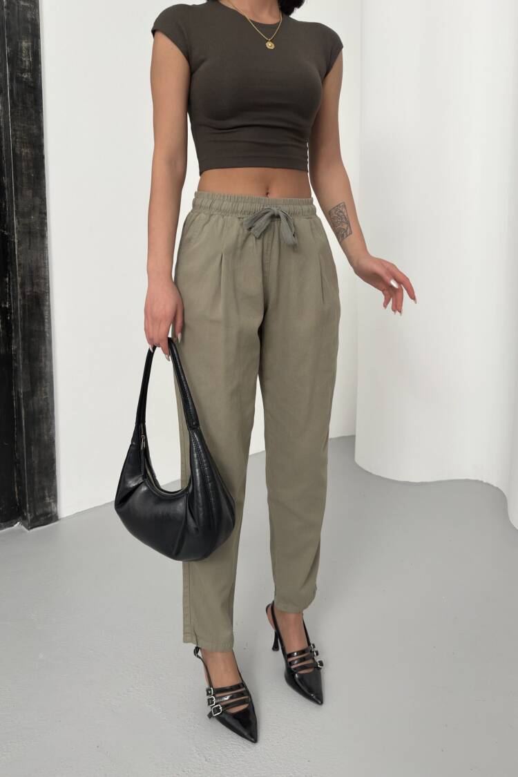 Drawstring Carrot Leg Pants - My Fashion - Globality Store - Women Clothes Wholesale Turkey