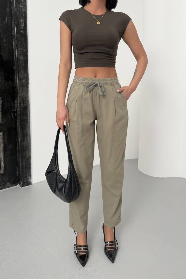 Drawstring Carrot Leg Pants