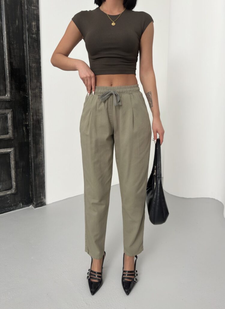 Drawstring Carrot Leg Pants