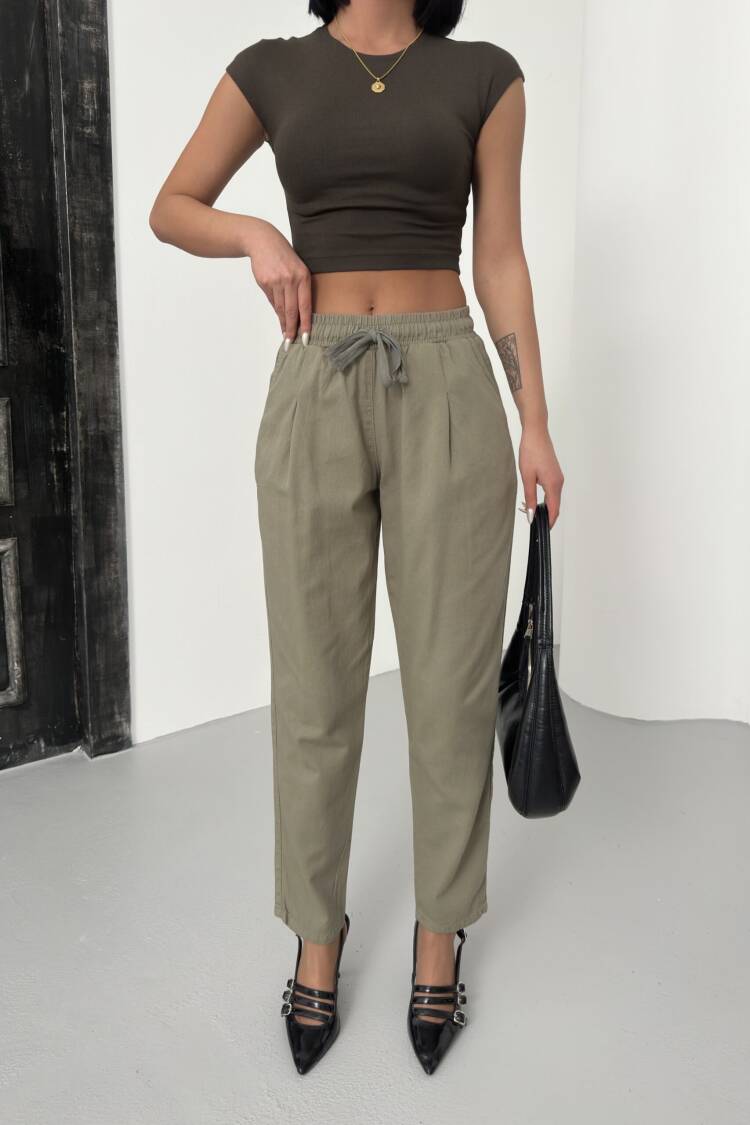 Drawstring Carrot Leg Pants