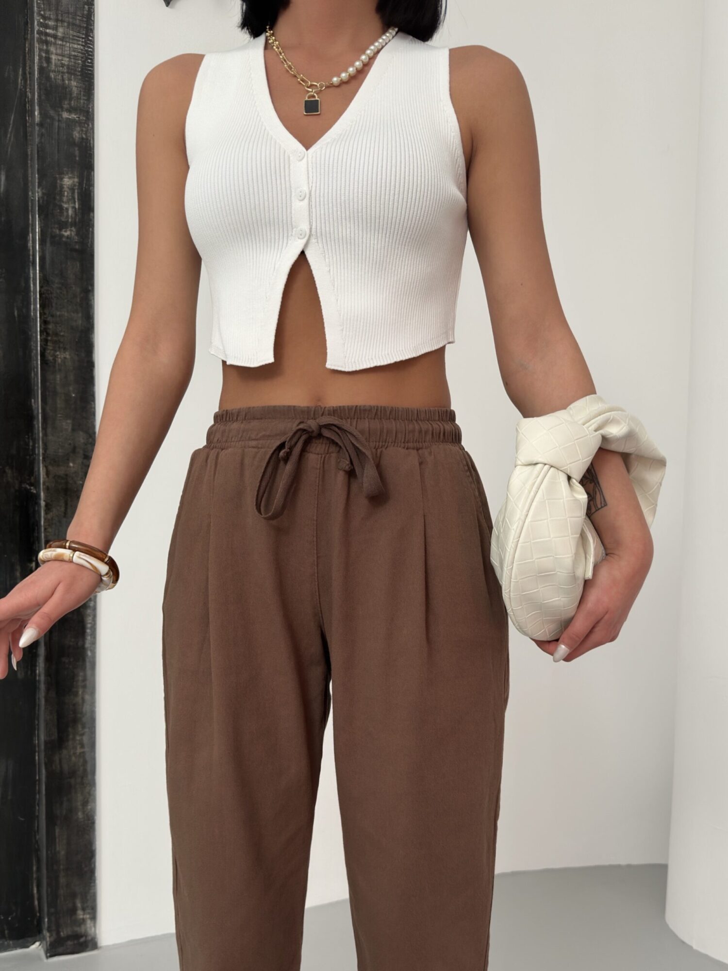 Drawstring Carrot Leg Pants - My Fashion - Globality Store - Women Clothes Wholesale Turkey