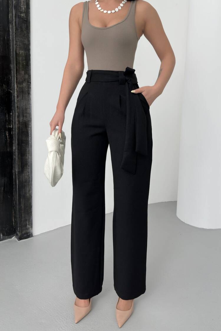 Polyviscose Belted Pants - My Fashion - Globality Store - Women Clothes Wholesale Turkey